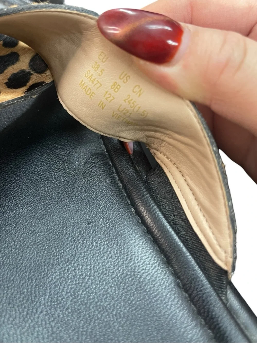 Stuart Weitzman Elodie Leopard Print Cross Lug Slide Sandals Black